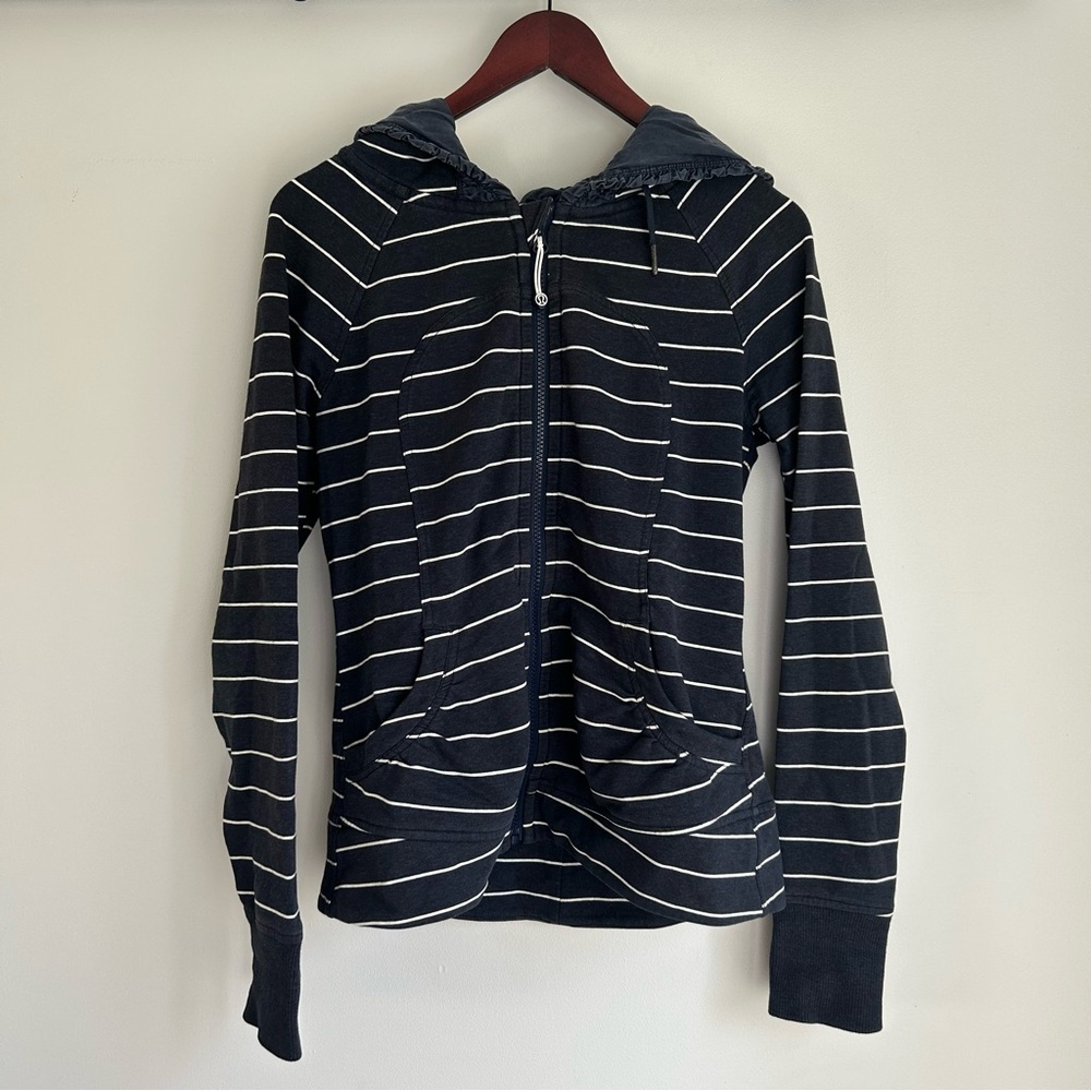 lululemon athletica movement navy and White Striped Hoodie